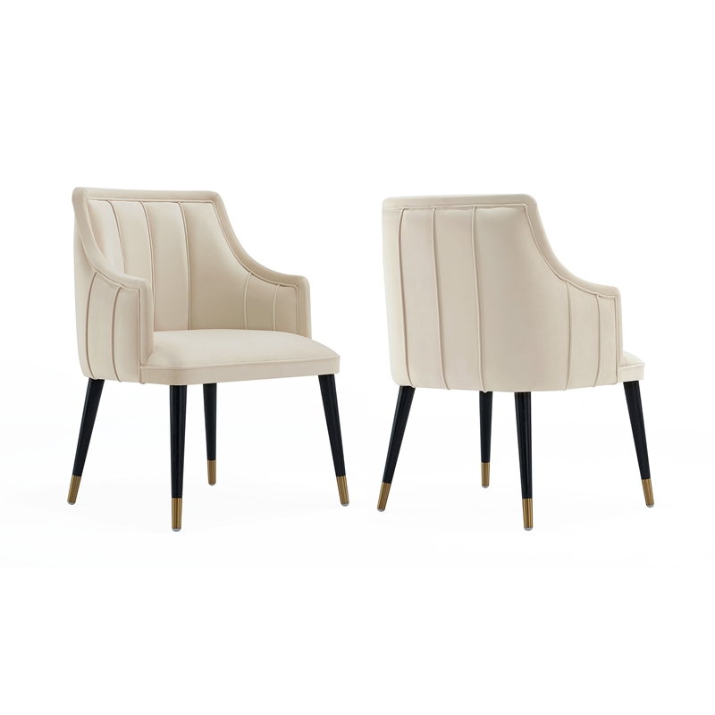 Eda Modern  Wood Armchair in Cream