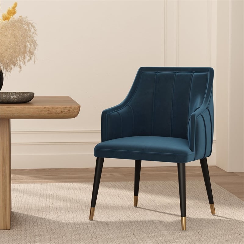 Eda Modern  Wood Armchair in Midnight Blue
