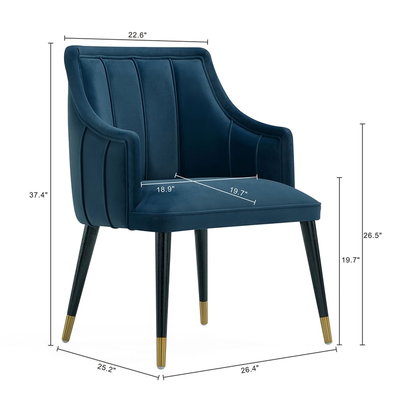 Eda Modern  Wood Armchair in Midnight Blue
