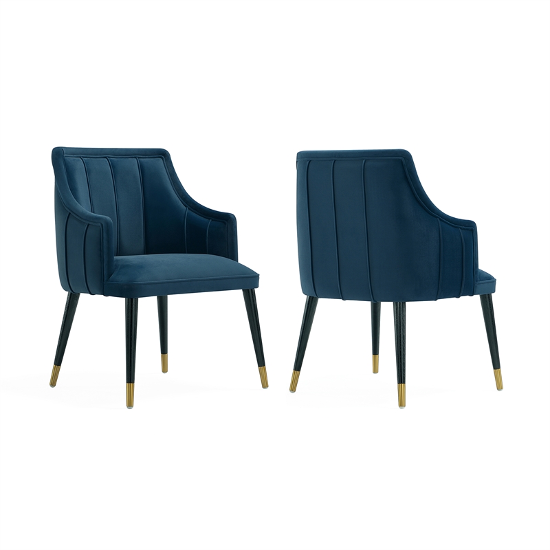 Eda Modern  Wood Armchair in Midnight Blue