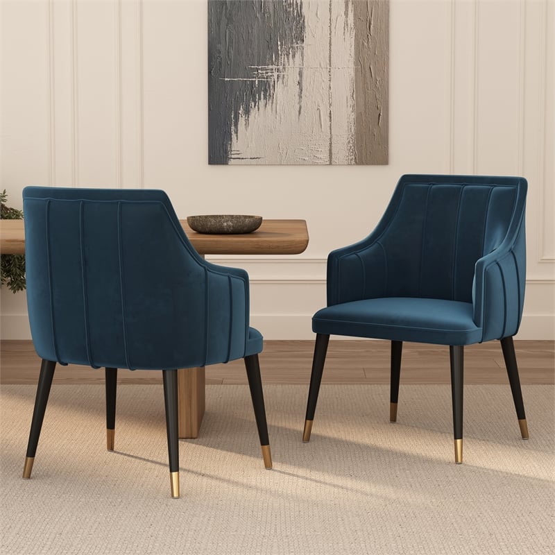 Eda Modern  Wood Armchair in Midnight Blue