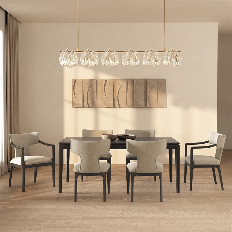 Eloria Mid-Century Modern Chenille Wood Armchair in Taupe