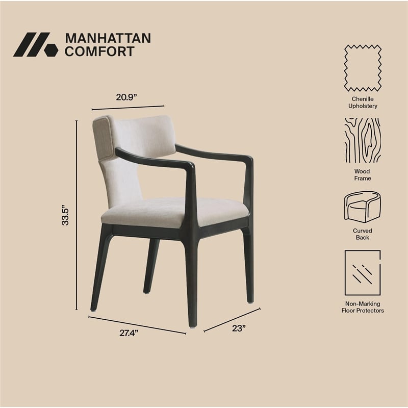 Eloria Mid-Century Modern Chenille Wood Armchair in Taupe