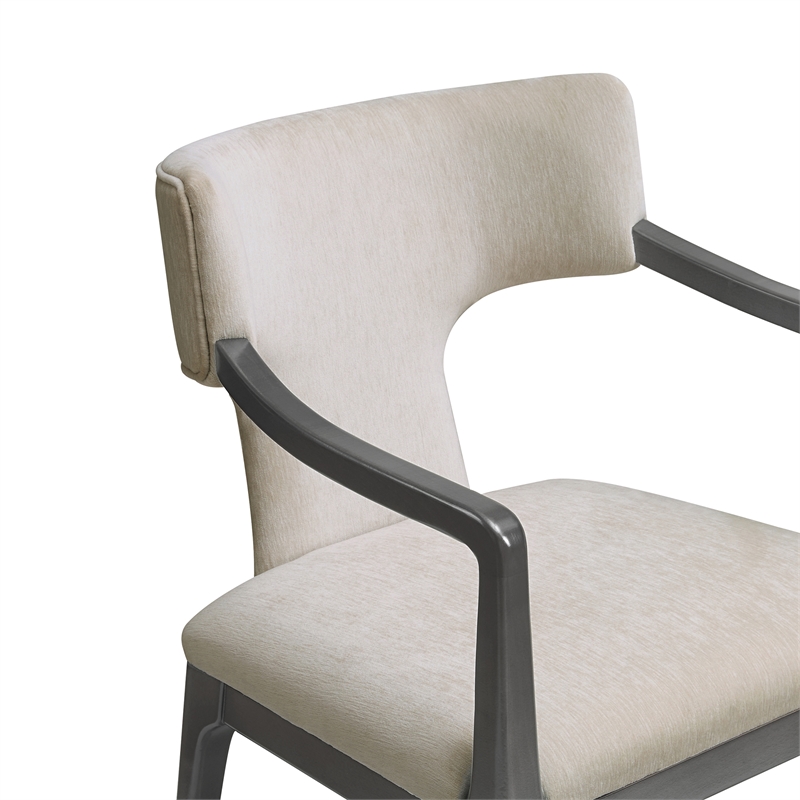 Eloria Mid-Century Modern Chenille Wood Armchair in Taupe