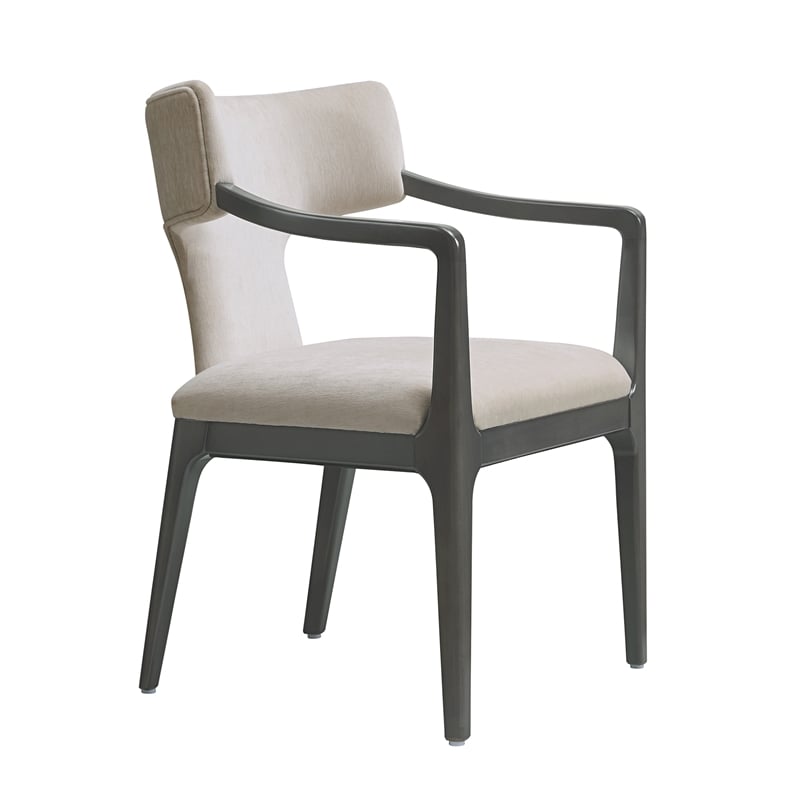 Eloria Mid-Century Modern Chenille Wood Armchair in Taupe