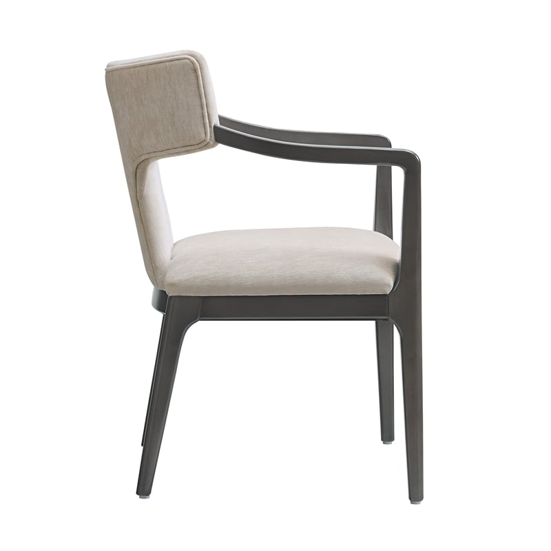 Eloria Mid-Century Modern Chenille Wood Armchair in Taupe