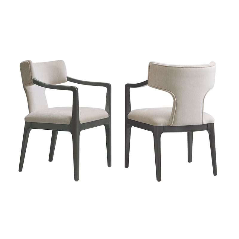 Eloria Mid-Century Modern Chenille Wood Armchair in Taupe