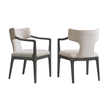 Eloria Mid-Century Modern Chenille Wood Armchair in Taupe