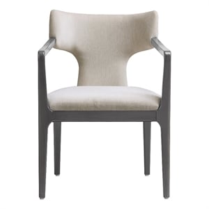Eloria Mid-Century Modern Chenille Wood Armchair in Taupe
