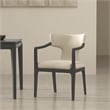 Eloria Mid-Century Modern Chenille Solid Wood Armchair in Cream