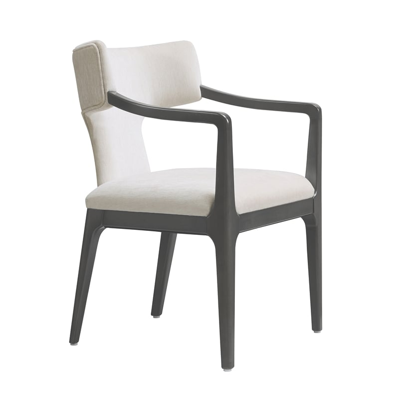 Eloria Mid-Century Modern Chenille Solid Wood Armchair in Cream