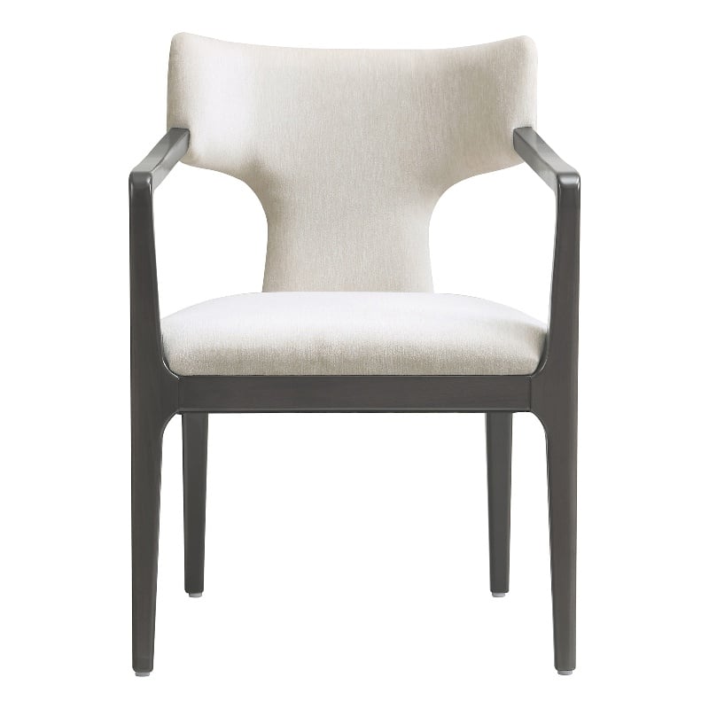 Eloria Mid-Century Modern Chenille Solid Wood Armchair in Cream