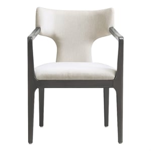 Eloria Mid-Century Modern Chenille Solid Wood Armchair in Cream