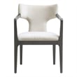 Eloria Mid-Century Modern Chenille Solid Wood Armchair in Cream
