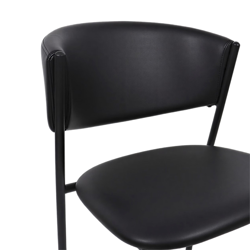 Drift Contemporary Modern Vegan Leather Metal Side Chair in Black - Set of 4