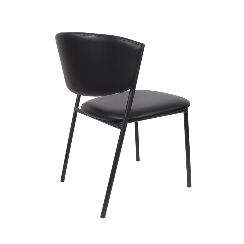 Drift Contemporary Modern Vegan Leather Metal Side Chair in Black - Set of 4