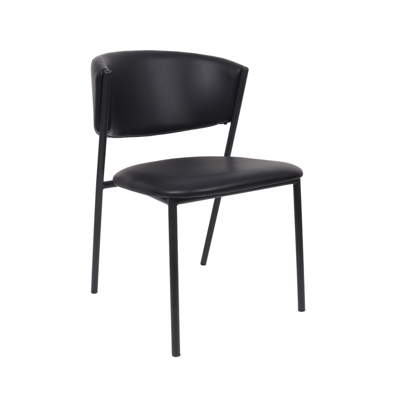 Drift Contemporary Modern Vegan Leather Metal Side Chair in Black - Set of 4