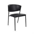 Drift Contemporary Modern Vegan Leather Metal Side Chair in Black - Set of 4
