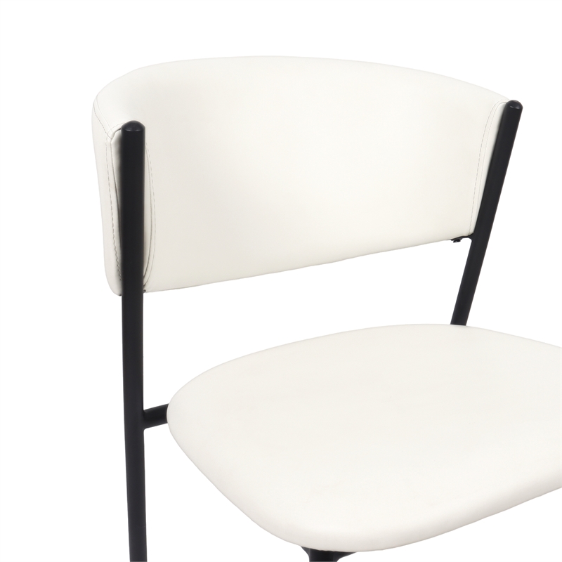 Drift Contemporary Modern Vegan Leather Metal Side Chair in Ivory - Set of 4