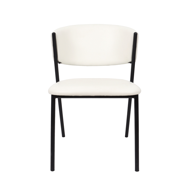 Drift Contemporary Modern Vegan Leather Metal Side Chair in Ivory - Set of 4