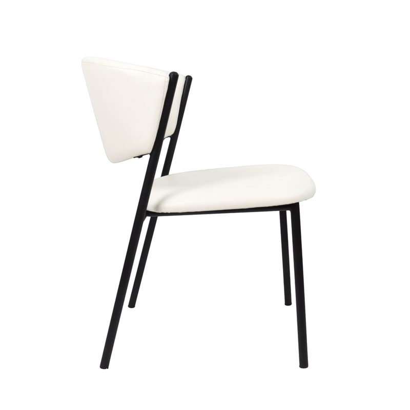 Drift Contemporary Modern Vegan Leather Metal Side Chair in Ivory - Set of 4