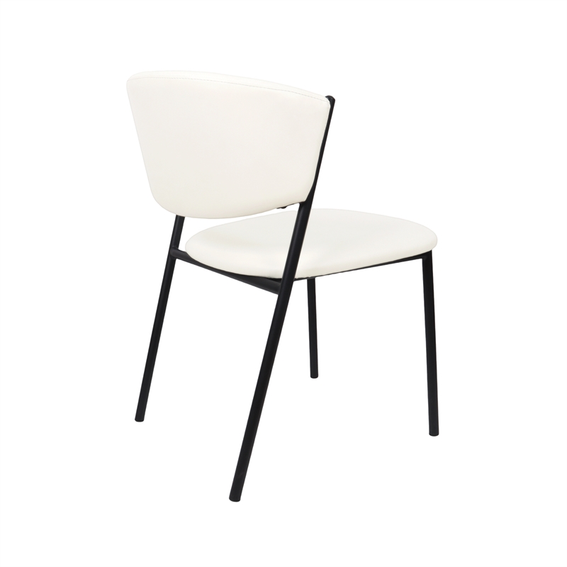 Drift Contemporary Modern Vegan Leather Metal Side Chair in Ivory - Set of 4