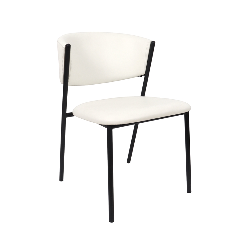 Drift Contemporary Modern Vegan Leather Metal Side Chair in Ivory - Set of 4