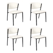 Drift Contemporary Modern Vegan Leather Metal Side Chair in Ivory - Set of 4