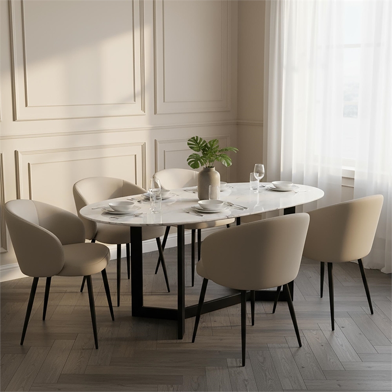 Looma Vegan Leather Metal Side Chair in Stone Gray - Set of 2