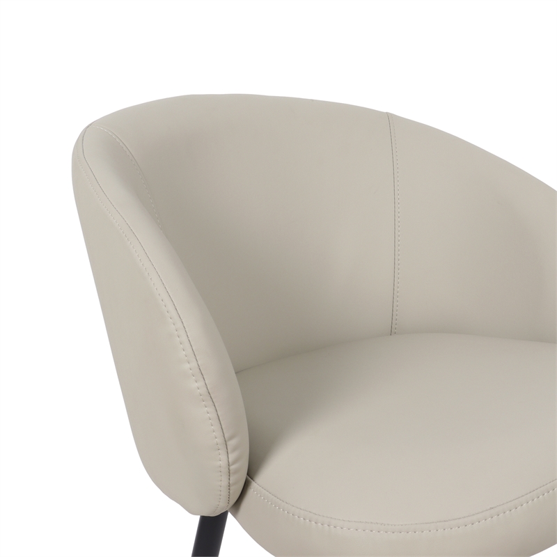 Looma Vegan Leather Metal Side Chair in Stone Gray - Set of 2