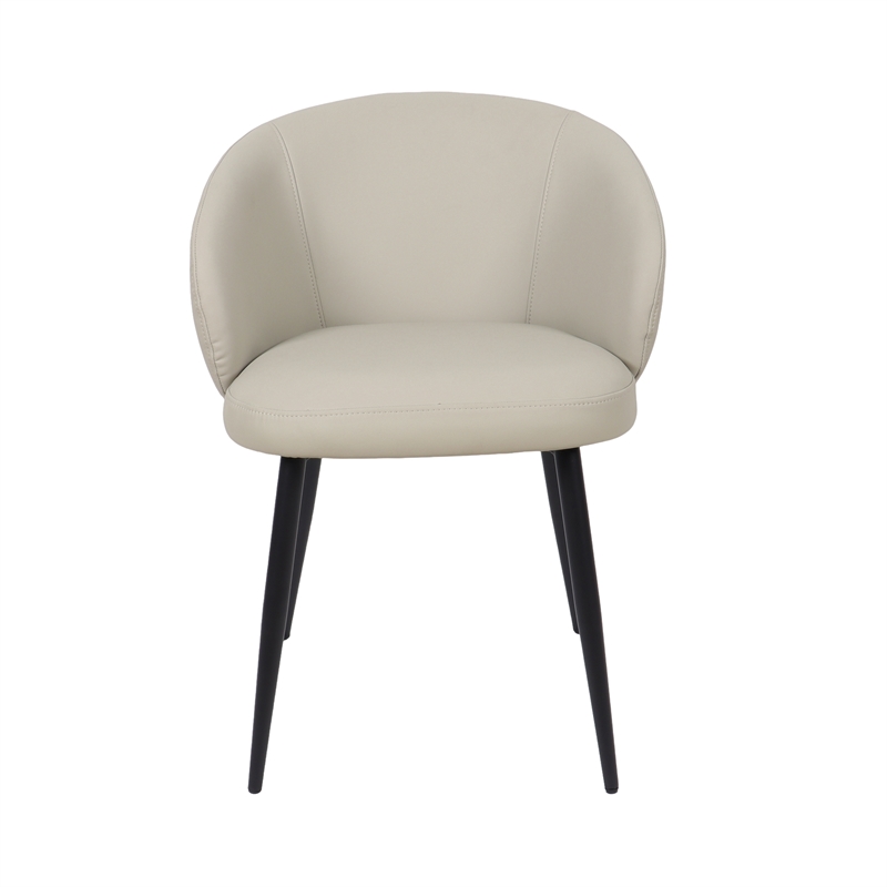 Looma Vegan Leather Metal Side Chair in Stone Gray - Set of 2