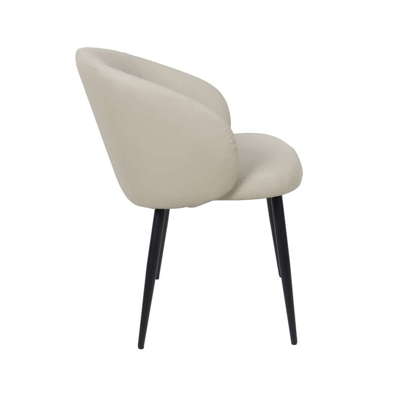 Looma Vegan Leather Metal Side Chair in Stone Gray - Set of 2