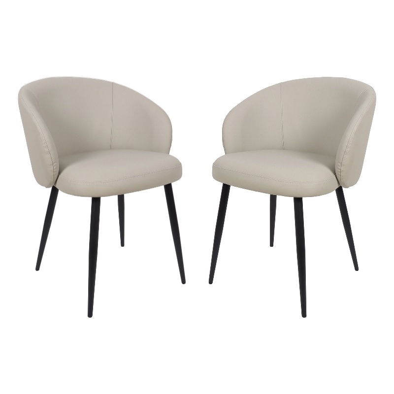 Looma Vegan Leather Metal Side Chair in Stone Gray - Set of 2