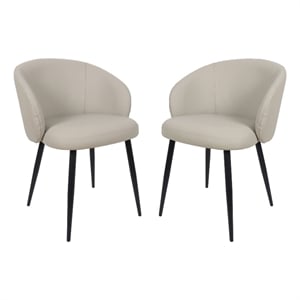 Looma Vegan Leather Metal Side Chair in Stone Gray - Set of 2