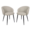 Looma Vegan Leather Metal Side Chair in Stone Gray - Set of 2