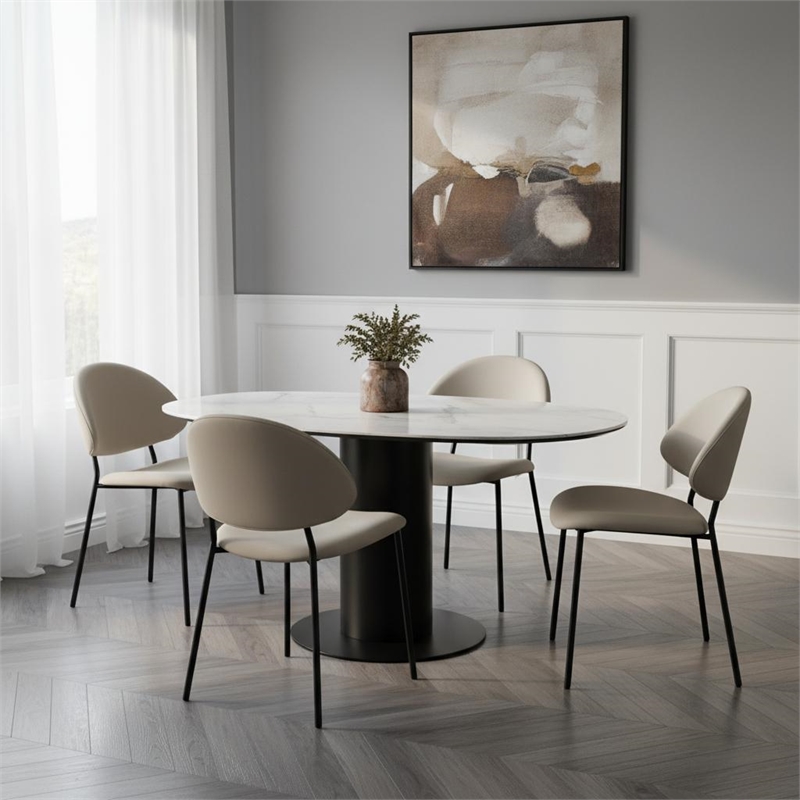 Haven Vegan Leather Metal Side Chair in Stone Gray - Set of 4