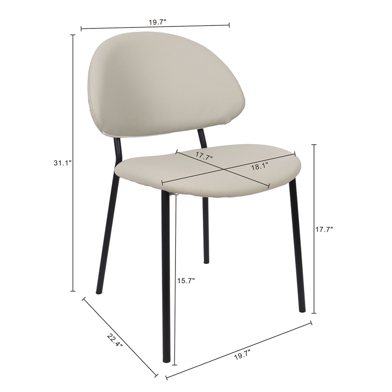 Haven Vegan Leather Metal Side Chair in Stone Gray - Set of 4