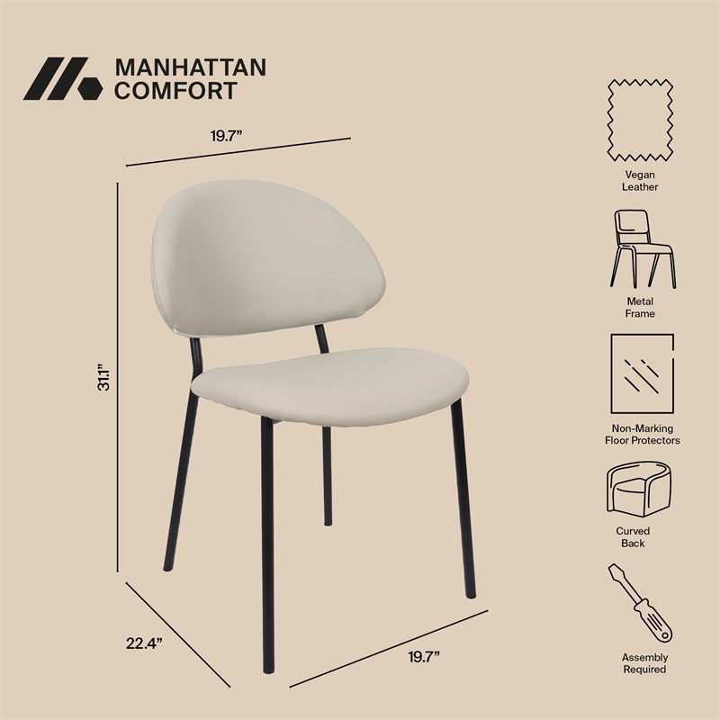 Haven Vegan Leather Metal Side Chair in Stone Gray - Set of 4