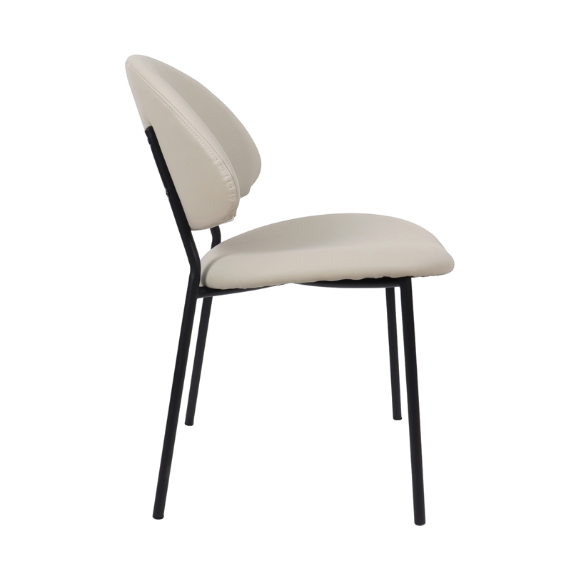 Haven Vegan Leather Metal Side Chair in Stone Gray - Set of 4