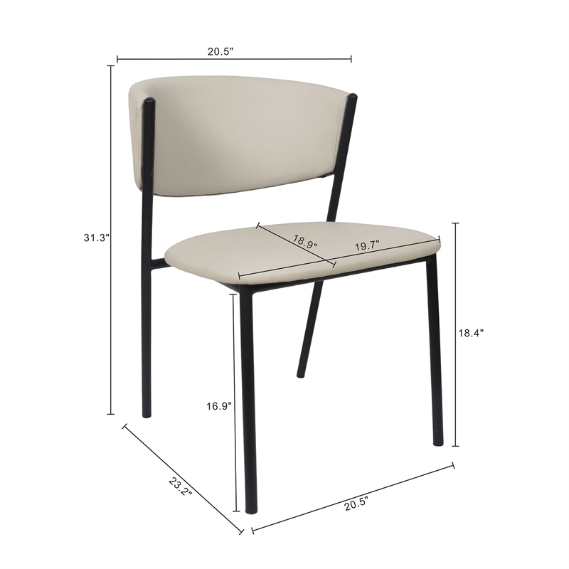 Drift Vegan Leather Metal Side Chair in Stone Gray - Set of 4