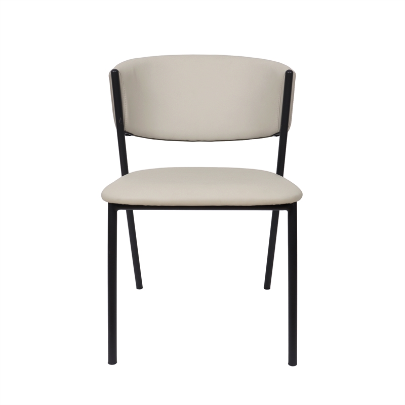 Drift Vegan Leather Metal Side Chair in Stone Gray - Set of 4