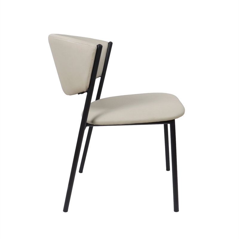 Drift Vegan Leather Metal Side Chair in Stone Gray - Set of 4