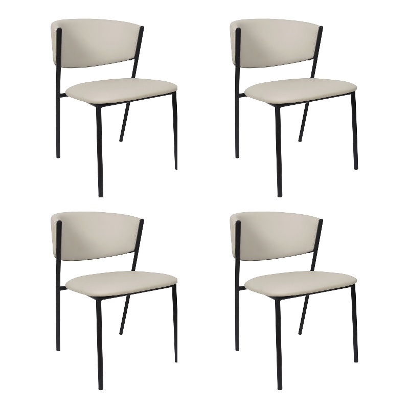 Drift Vegan Leather Metal Side Chair in Stone Gray - Set of 4
