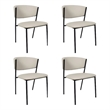 Drift Vegan Leather Metal Side Chair in Stone Gray - Set of 4