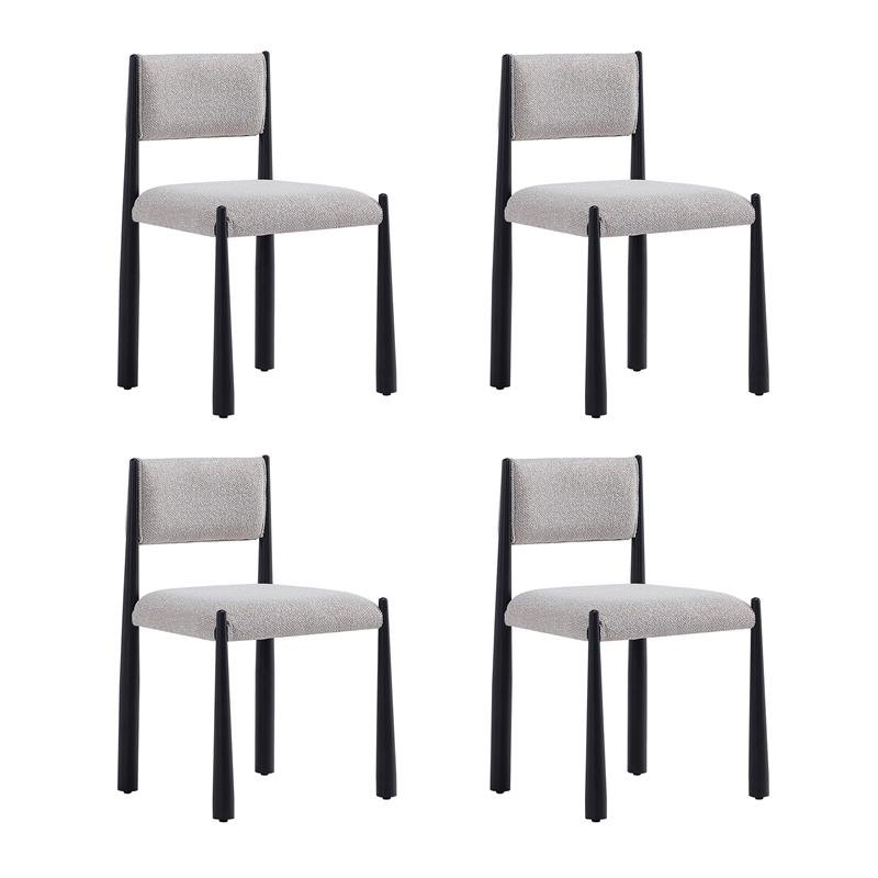 Lennor Mid-Century Modern Boucle Metal Side Chair in Champagne - Set of 2