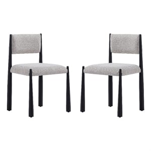 Lennor Mid-Century Modern Boucle Metal Side Chair in Champagne - Set of 2
