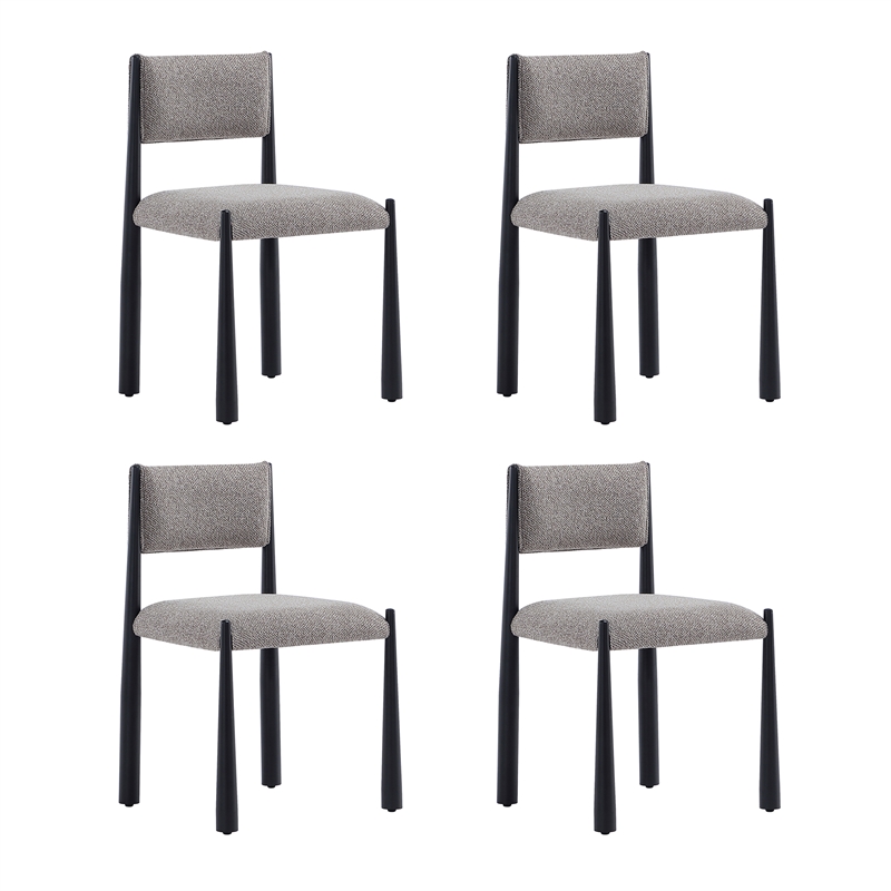 Lennor Mid-Century Modern Boucle Metal Side Chair in Mushroom - Set of 2