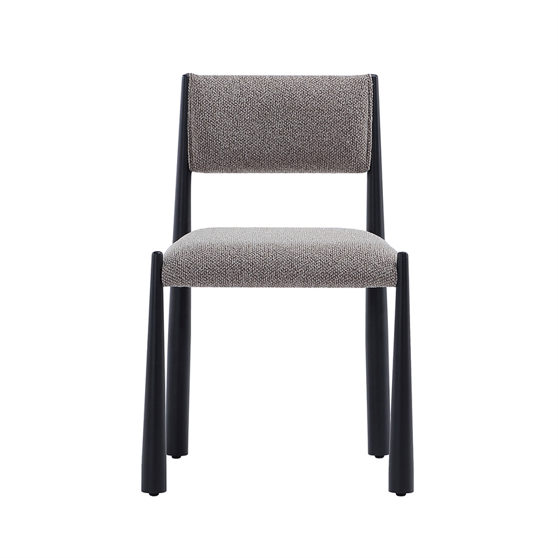 Lennor Mid-Century Modern Boucle Metal Side Chair in Mushroom - Set of 2