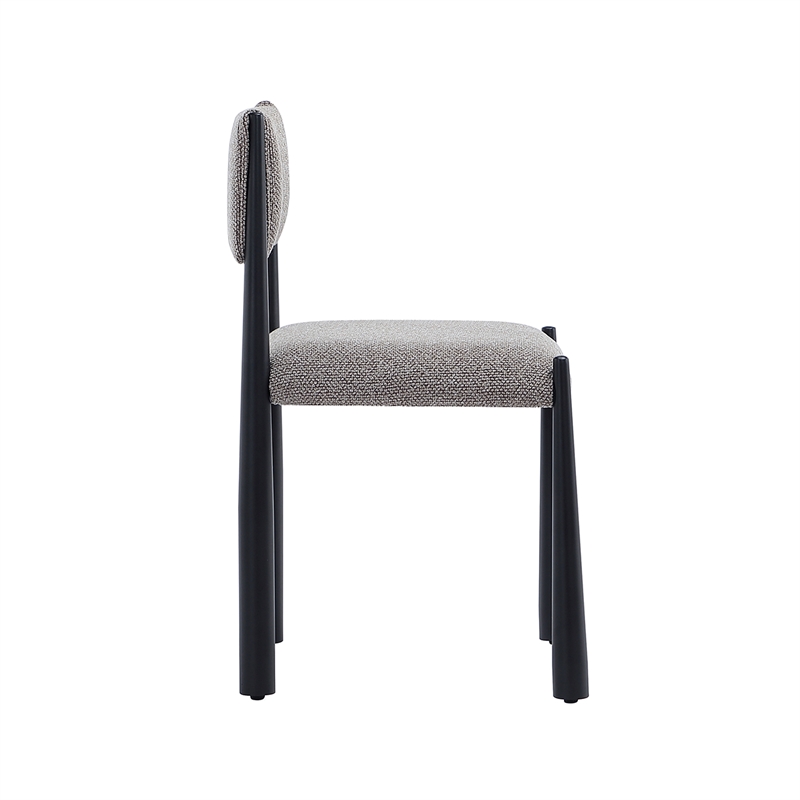 Lennor Mid-Century Modern Boucle Metal Side Chair in Mushroom - Set of 2