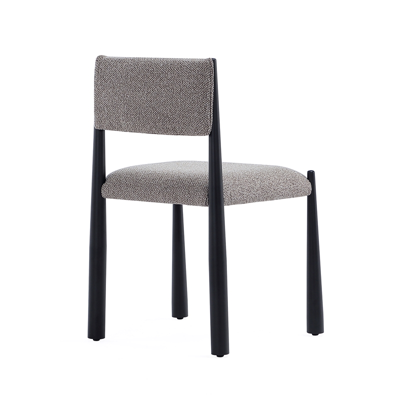 Lennor Mid-Century Modern Boucle Metal Side Chair in Mushroom - Set of 2
